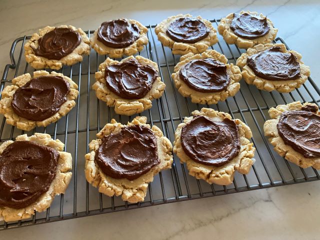 Soft Peanut Butter Sugar Cookies With Fluffy Chocolate Frosting